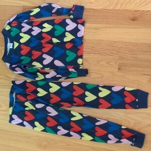 Hanna Andersson Girls 6-7 Heart Long Sleeved Pajamas